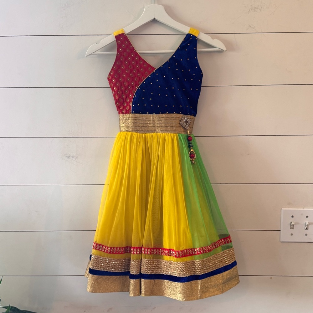 Aarika Yellow Crystals Net Kids Frocks Dress Size 30 (5-6Year)